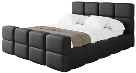 ALTDECOR Polsterbett mit Bettkasten und Lattenrost, Bett mit Kopfteil, Boxbett ohne Matratze, Doppelbett mit Stauraum - NATA-Z 120x200 Schwarz