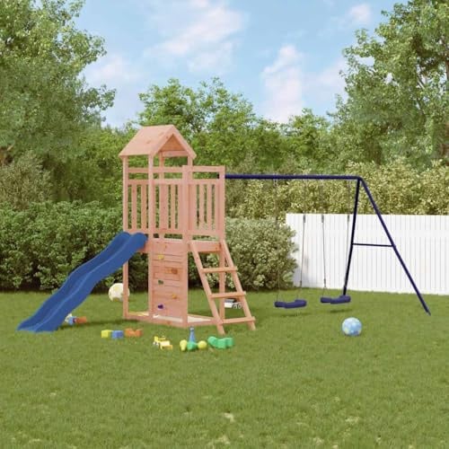 Spielturm Massivholz Douglasie mit Schaukel, Rutsche, Klettergerüst und Sandkasten, stabiles Outdoor Stelzenhaus für Kinder, wetterfestes Holzspielgerät, ideal für Garten und Freizeitspaß