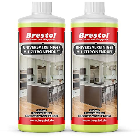 Limpiador universal con aroma a limón, 2 x 1000 ml, concentrado de limpieza, desengrasante, aceite, hollín, nicotina, limpiador multiusos concentrado