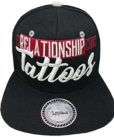 Outfitfabrik ♥ Snapback Cap Stickerei In Relationship with Tattoos mit weiß/rotem 3D Stick for Inked People