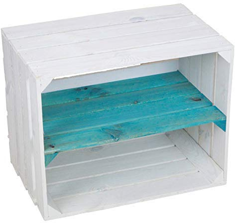 Kistenkolli Altes Land weiße Massive Obstkiste Schuh- Bücherregalkiste Weinkiste Maße ca 50 x 40 x 31cm Holzkiste Dekokiste Regal