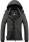 GEMYSE Damen Wasserdichte Winddichte Skijacke Winterjacke Wanderjacke Hardshelljacke Regenjacke mit Kapuze (Graphitgrau,M)