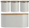 Typhoon Homewares Rippled Metal Tea Coffee Sugar Canister Set & Bread Bin Crock Set Cream