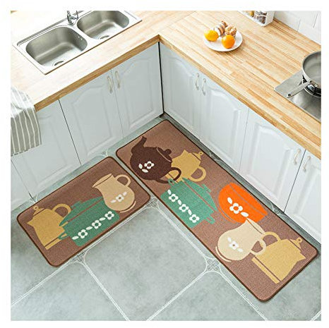 HONGBI 2 Stücke Küche Teppiche Gummibeschichtung Dekorative rutschfeste Fußmatte Läufer Bereich Eingang Matten Sets Farbe 4 2 Stücke:50x80+50x120cm