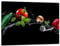 TMK - Planche à découper en verre universelle, avec plaque de cuisson Ceranfeld, 52 x 40 cm, motif legumes noir