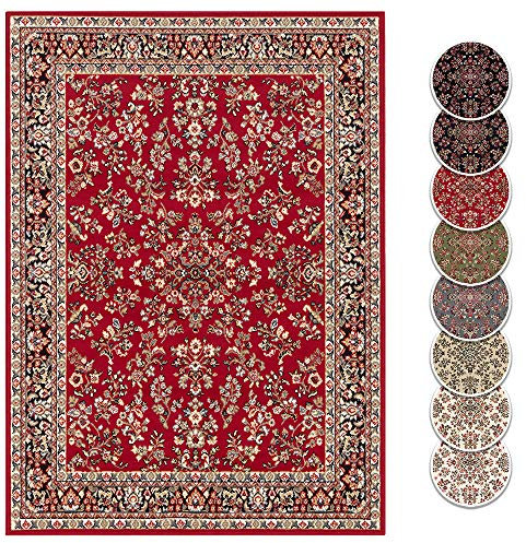 Hanse Home Design Kurzflor Wohnzimmerteppich Orient - Zabul Perser Look, Orientalischer Teppich für Esszimmer, Wohnzimmer, Schlafzimmer - Rot, 160x220 cm