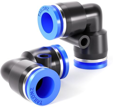 TAILONZ PNEUMATIC Winkel 4mm Rohr-AD Push to Connect Rohrverschraubungen Push Lock PV4 (Packung mit 2)