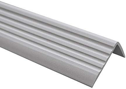 TMW Profiles PVC Bullnose Stair Nosing 40mm × 25mm – Self-Adhesive – Anti-Slip, 1.18m (Silver)