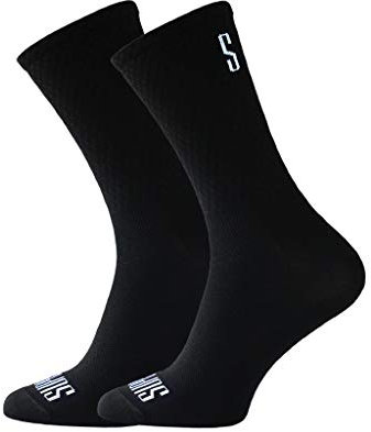Support Herren-Fahrradsocken, atmungsaktive Technologie, rutschfeste Faser, unisex, einfarbig, Zubehör für Radfahren, Wandern, Klettern, Black's 45-46 EU