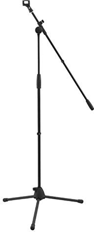 World Rhythm WR-501 Boom-Mikrifonständer - Höhenverstellbarer Mic-Ständer mit Stativbeinen und Mic-Clip. Ideal für Sänger, Overheads, Drums, Studios