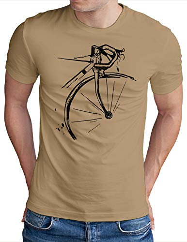OM3® Bicycle Fahrrad T-Shirt - Herren - Vintage Radsport Radfahrer - Khaki, XL