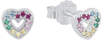 Prinzessin Lillifee Ohrstecker 925 Sterling Silber Mädchen Kinder Ohrschmuck, mit Zirkonia synth., 0,6 cm, Silber, Herz, Kommt in Schmuck Geschenk Box, 2031166