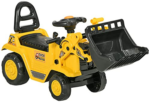 HOMCOM NO POWER 3 in 1 Ride On Toy Bulldozer Toddler Digger Excavator Scooter Storage Cart Toilet Pretend Play Construction Truck