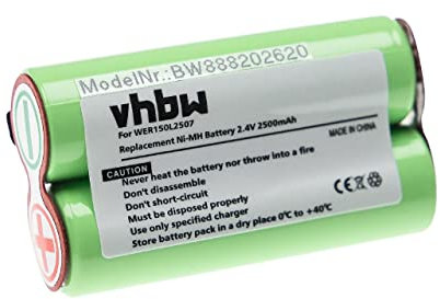 vhbw Batterie Compatible avec Panasonic ER150, ER151, ER152, ER153, ER154, ER155 Rasoir Tondeuse électrique (2500mAh, 2,4V, NiMH)