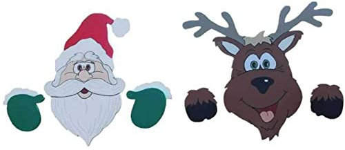 HEZHU Garten Zaun Nikolaus Santa Weihnachtsmann Elch Weihnachten Deko Aussen Dekor (Weihnachtsmann und Elch)