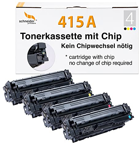 schneiderprintware [Mit Original-Chip | wiederverwendet] Toner kompatibel für 415A W2030A W2031A W2032A W2033A für HP Color LaserJet Pro MFP M479dw M479fdw M479fdn Pro M454dn M454dw