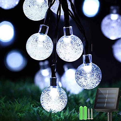 Sunlisky Solar Lichterkette Aussen, 9.5m 50 LED Solar Kristall Kugeln, 8 Modi Lichterkette Außen Solar, Wasserdicht IP65 Solarlichterkette Außen Wetterfest Für Pavillon, Garten, Balkon, Terrasse,Goove