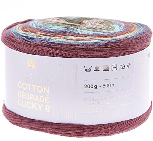 Rico Design Bobbel Farbverlauf Creative Cotton Degrade Lucky 8 forest (13), 200g Farbverlaufswolle zum Häkeln oder Stricken