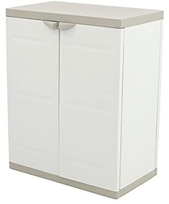 PEGANE Armoire Basse 2 Portes intérieur/extérieur Coloris Beige - Longueur 70 x Profondeur 44 x Hauteur 88 cm