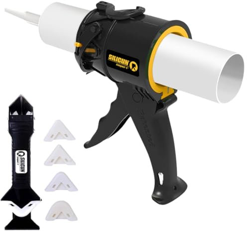 SILIGUN Kompakte Tropffreie Fugenpistole mit Abdichtungswerkzeugen-10 Unzen Fugenpistole ohne Stab -12:1 Druckverhältnis Kartuschenpistole für Silikon, Latex, Dichtstoff - Handdichtpistolen für DIY