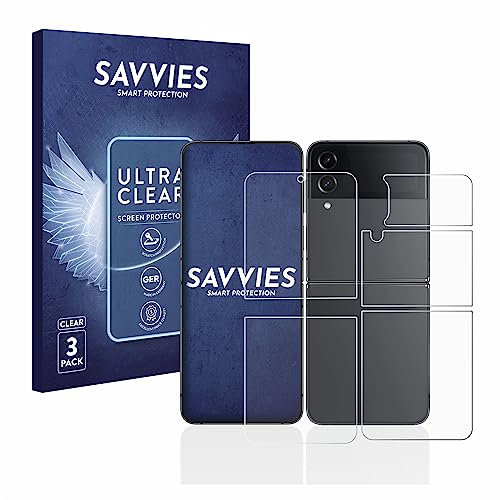 savvies Protection Ecran pour Samsung Galaxy Z Flip 4 (Avant+Arrière) (6 Pièces) - Film Protection Ultra Clair