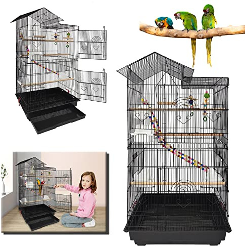 LZQ Vogelhaus Vogelkäfig Vogelvoliere Papageienkäfig Metall Käfig für Papageien Tauben Vogel Haustier (mit Spielzeug)