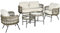 Outsunny Gartenmöbel-Set, 5 TLG. Rattan Sitzgarnitur mit Kissen, Sitzgruppe mit 2 Sesseln, 2 Couchtischen, 1 Doppelsofa, Balkonmöbel im Boho-Stil, für 4 Personen, Alu, Braun