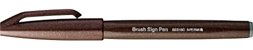 Pentel SES15C-E3X Brush Sign Pen dunkelbraun, Faserschreiber, pinselähnliche Spitze, 1 Stück