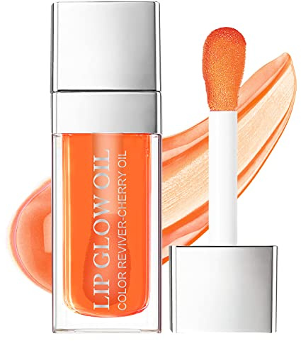 AOOWU Plumping Lip Oil Tinted, Moisturizing Lip Oil Long Lasting Nourishing Lip, Hydrating Lip Gloss Tint Lipstick for Women, Glitter Shine Liquid Lipstick, Lip Glaze Makeup Cosmetic