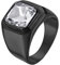 HIJONES Herren Stein Ring Edelstahl Große Quadratische Zirkonia Vintage Statement Ringe Schwarz Weiß Größe 62