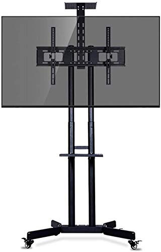 TV Stand Pedestal Bracket Mobile TV Stand With 2 Shelf,Steel Swivel Black Portable Universal Rolling TV Cart For Conference Rooms Tradeshows Hospitals,Load 50Kg,For 32 Inch/ 42 Inch/49 Inch/ beautiful