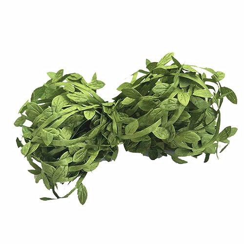 SHTGOI 10 M Blattseil Jute Schnur mit Blatt Künstliche Blätter Pflanzen Girlande Blattband Efeugirlande Blattrebe Hanfseil Sackleinen Band für Hochzeit Gartenarbeit Verpackung DIY Handwerk Grün#