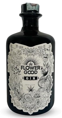 Flower Good Gin, Gin Italiano, con Terpeni della Canapa Varietà Holy Grail, Morbido e Aromatico, Note di Cardamomo e Liquirizia, Made in Italy, 500 ml