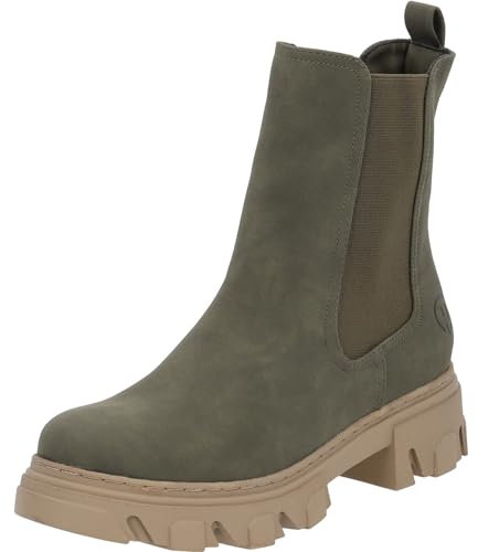 Palado Chelsea Boots Damen Caprera - moderne Kunstleder-Stiefeletten - leicht gefüttert für Herbst und Winter - mit robuster und rutschfester Profilsohle Grün UK5,5 - EU38