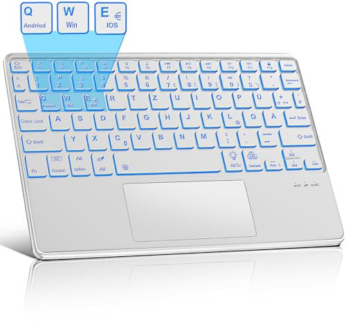 JADEMALL Kabellose Tablet Tastatur mit Touchpad Deutsches - Bluetooth Magnetisch ultraleichtes Tastatur QWERTZ mit iOS-Sondertasten für Galaxy Tab, Mi Pad, Leno,Huaiwei