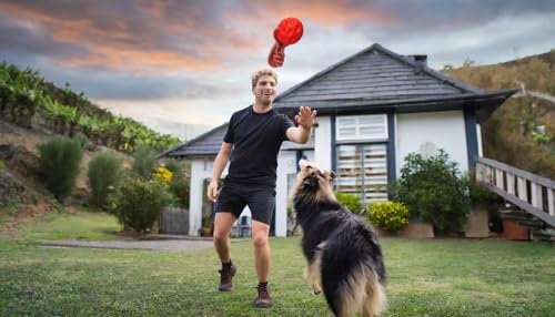 DAHLMANN ZooRoyal Hunde Wurfball am Seil ROT für Wurfspiele Zerrspiele und Apportieren