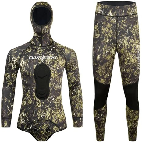 1,5 Mm Neopren-Spearfishing-Anzug Mit Kapuze, 2-Teiliger Tarnjagd-Tauchanzug Für Kühles Wasser, Freitauchen Und Schnorcheln,3XL