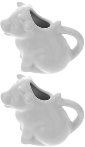 LABRIMP Animal Shape Ceramic Enamel Milk Jug Lid Small for Kitchen Restaurant Hotel