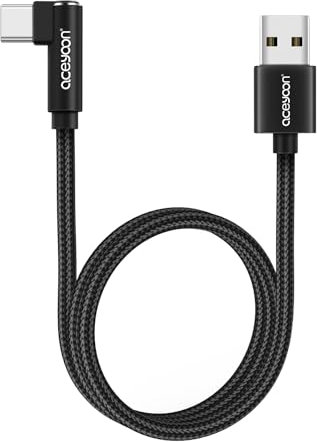aceyoon Cable USB C 50cm, USB C Cable Ángulo Corto 90 Grados Tipo C Cable de Carga Nylon Trenzado para Galaxy S22 S21 S20 S10 A13, para Google Pixel, para Motorolo, para Xiaomi Redmi (50cm)