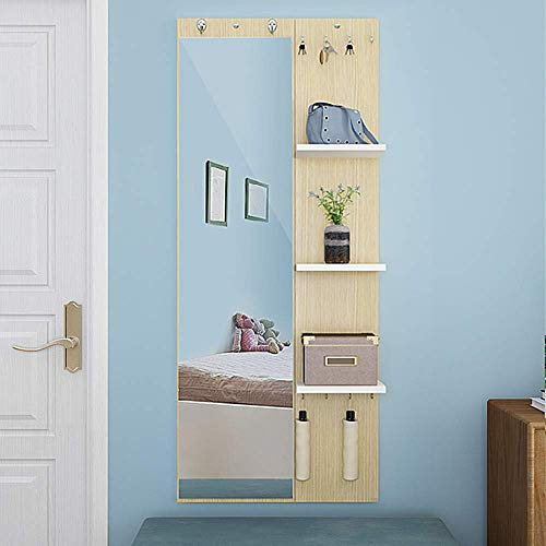 ARZEON Wandspiegel for Ankleide, Veranda, Zuhause, Bekleidungsgeschäft, HD mit Regal, Badezimmer, 120 × 50 cm, Badezimmer-Wandspiegel (Color : Wood Color)