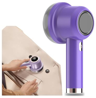 Levapelucchi Elettrico Efficiente su Vestiti, Biancheria e Moquette - Ricaricabile USB, Inclusi Accessori Pulizia, 7.62x7.62x15.24cm, ABS, Viola, 5W