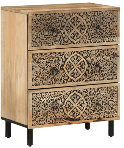 vidaXL Beistellschrank, Schrank Kommode mit viel Stauraum, Sideboard mit Eisenbeinen, Anrichte Aufbewahrungsschrank, Massivholz Mango