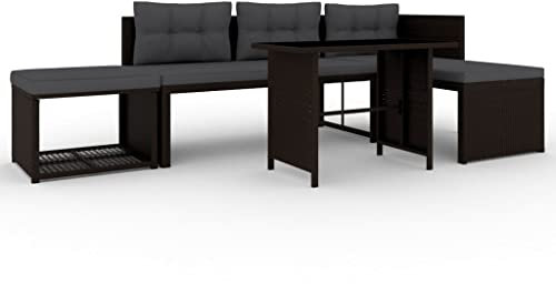 KTHLBRH 4-TLG. Garten-Lounge-Set Poly Rattan Braun Terrassenmöbel-Sets Outdoor-Möbel-Sets Gartenmöbel-Sets für Gärten, Terrassen und Balkone
