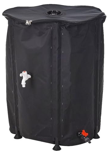 Collapsible Water Butt - Large 500L Rain Water Collector Barrel with Tap, Lid and Hose Pipe Connector for Garden & Outdoors - Black, 500-Litre