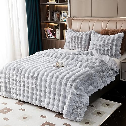 Kuscheldecke Kaninchen Plüsch Decke Super Soft Wohndecke Dick 1000 G/M² Flanell Decke Couchdecke Warme Überwurfdecke Sofadecke Vielseitig Blanket Für Bett Sofa Schlafzimmer Büro Weiß 180 x 230cm