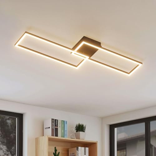 Klighten Deckenleuchte LED Deckenlampe 45W 3480 Lumen, Wohnzimmerlampe aus Aluminium Modern Deckenbeleuchtung für Schlafzimmer Küche Wohnzimmer Flur, 96 x 35 x 8 cm, Warmweiß 3000K, Schwarz