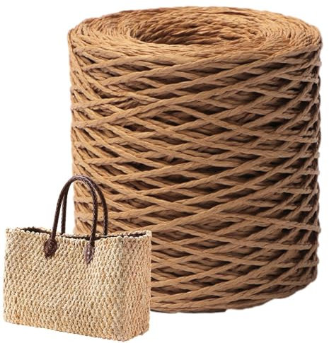 Crochet Raffia Yarn - Raffia Yarn for Crocheting Crafts Twisted Paper Rope for Crafts Raffia Twine Weaving,Rayon Crochet Raffia Yarn for d iy Decoration, Craft Project, Beach Bag, Hat