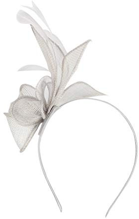 Fascinator Hat for Women, Wedding Hoop Ladies Day Holiday Ascot Races Mesh Ribbon Feathers Hair Clip for Girls Fascinators for Weddings Ascot Hat Evening Party Prom Ladies Hats Grey