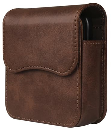 Gürteltasche Leder Braun kompatibel mit Samsung Galaxy Z Flip 6/5/4/3/2/1/Motorola Razr 40 Handytasche Leder mit Kartenhalterung Gürtelclip Hülle kompatibel mit Huawei P50 Pocket/SM-F7070/F7000/F7110