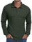 Sailwind Polo Shirts for Men Long Sleeve Tops Texture Knitted Polo Golf Work T Shirt with Buttons (Army Green, L)